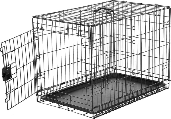 Amazon Basics Durable Foldable Metal Wire Dog Crate with Tray, Single Door, Easy Assembly, 30 x 19 x 21 Inches