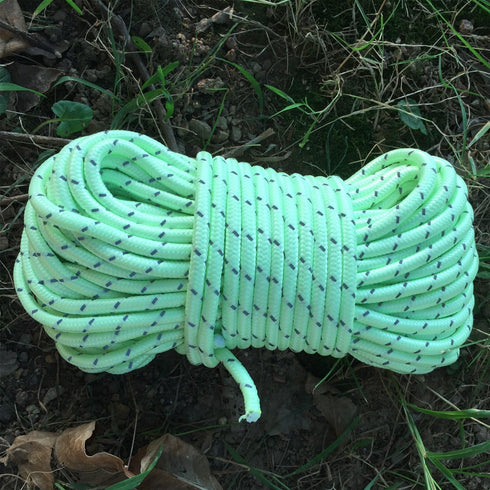 LILUO Glow in The Dark Luminous Reflective Guyline, 5mm 65.6ft/20m Highly Reflective Tent Rope with Adjusters
