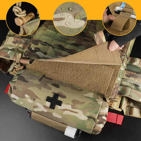 PETAC GEAR Tactical First Aid Drop Dump Pouch, Micro Medical Trauma Roll Up Drop Pouch EMT IFAK Sub Abdominal Carrying