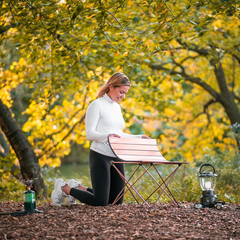 Backpacking, Alpcour Portable Camping Table Lightweight, Compact Folding Side Table in a Bag with Aluminum Top & Heavy