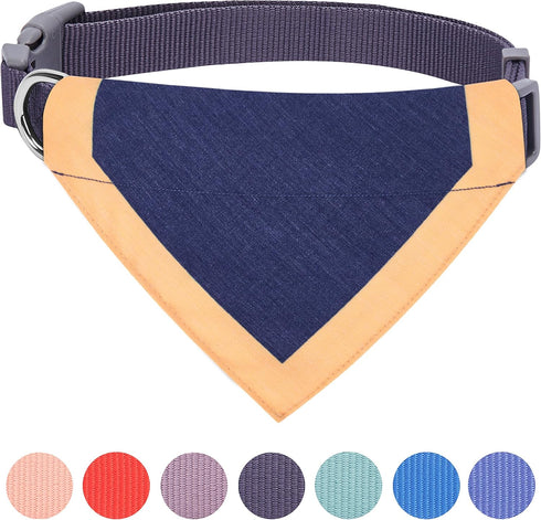 Blueberry Pet Adjustable Bandana Collar with Embroidered Name Tag – Eco-Friendly Quick-Release Buckle, Greyish-Purple,