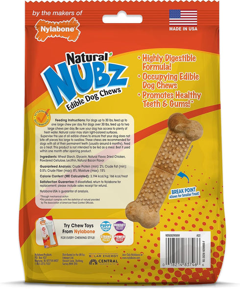Nylabone Nubz Natural Edible Chew Treats for Dogs, Chicken Flavor, Large - Up to 50 lbs, 8 Count