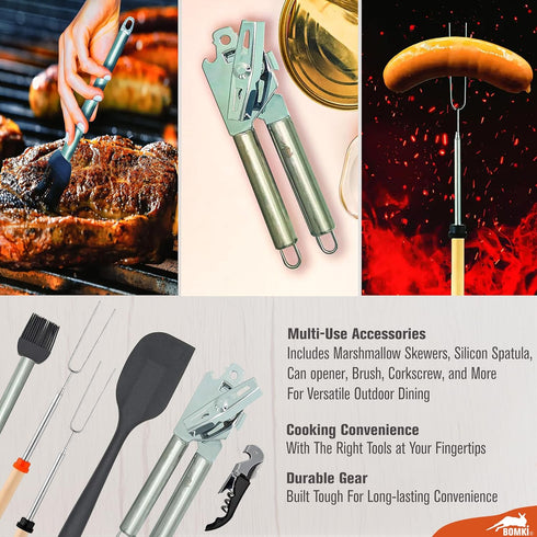 Set Set Set Set BOMKI Grilling and Camping Cooking Utensils for The Outdoors BBQ - Camping Utensil Kitchen Cookware