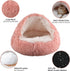 Round Plush Fluffy Cat Bed, Hooded Calming Cave for Dogs & Cats, Self Warming Bed with Non-Collapsed Cover, Machine