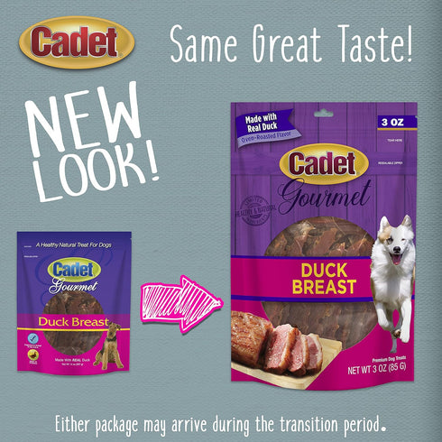 Cadet Gourmet Duck Breast Dog Treats, Healthy & Natural Training Treats for Small & Large Dogs, 3 oz.