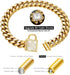 Gold Dog Collar with Zirconia Buckle, Cuban Link Chain Bling Collar for Small Medium Large Dogs