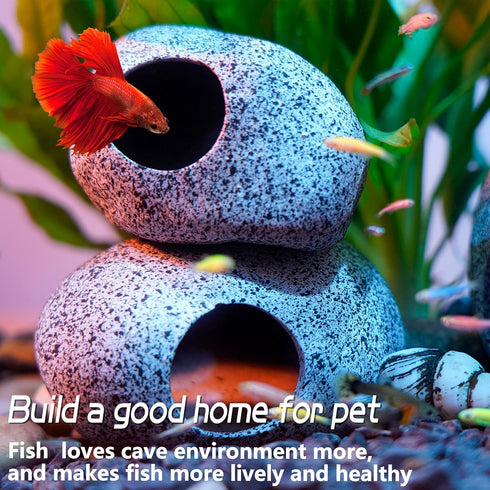 Aquarium Decorations Cave Fish Tank Accessories, Rock Decor for Shrimp Cichlid Hiding Breeding Small Fish Bowl Hideout