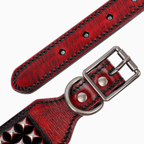 PET ARTIST Soft Leather Dog Collar for Large Dogs - Luxury Genuine Leather with Rivet Studded, 2 inch Wide (Fit 18-23")