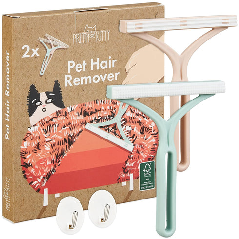 2X Pet Hair Removal Set for Couch - Cat Hair Remover Brush Cleaner Tool & Hair Scraper for Carpet