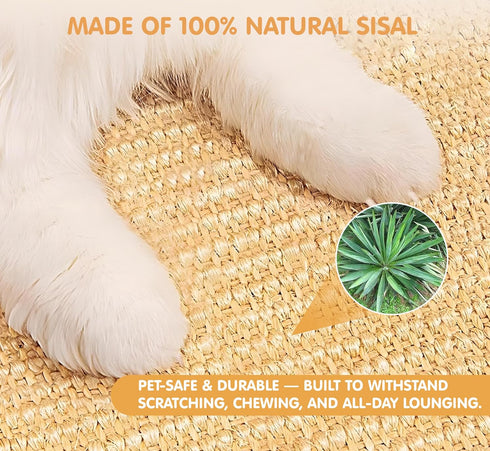 2-in-1 (2PCS, 16x12in) Rabbit Toys & Bunny Mat, Natural Sisal Nesting Pad Scratching Pad for Indoor Cage, Bedding Mat