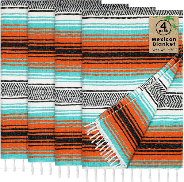 Oudain Mexican Blankets and Throws 45 x 70 Inch, Cotton Outdoor Camping Woven Serape Yoga Blanket