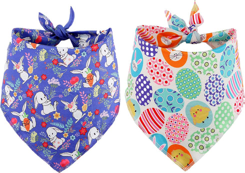 BoomBone Easter Dog Bandana | 2 Pack Triangle Bibs Pet Scarf for Small to Large Dogs and Cats