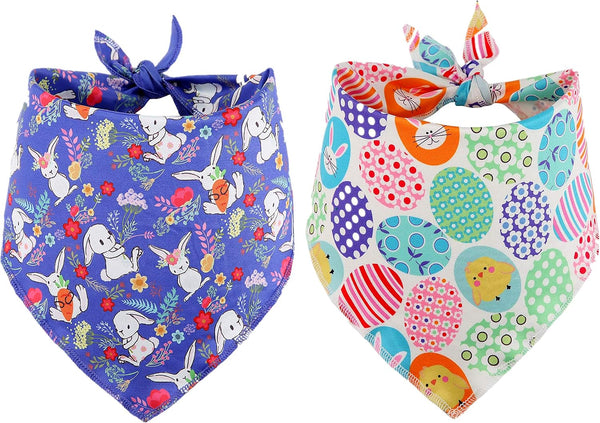 BoomBone Easter Dog Bandana | 2 Pack Triangle Bibs Pet Scarf for Small to Large Dogs and Cats
