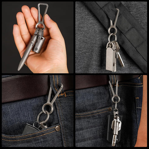 KeyUnity KM01 Titanium EDC Keychain Clip with Bottle Opener, Quick Release Carabiner Key Ring