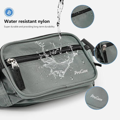 ProCase Fanny Pack Waist Packs for Men Women, Hip Pack for Travel Hiking Running Outdoor Sports - Grey