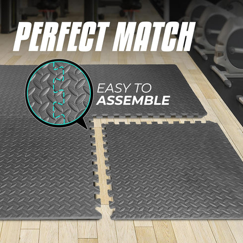 Yes4All 24SQFT-120SQFT Puzzle Exercise Mat - EVA Interlocking Foam Floor Tiles with Border for Home Gym Workouts.