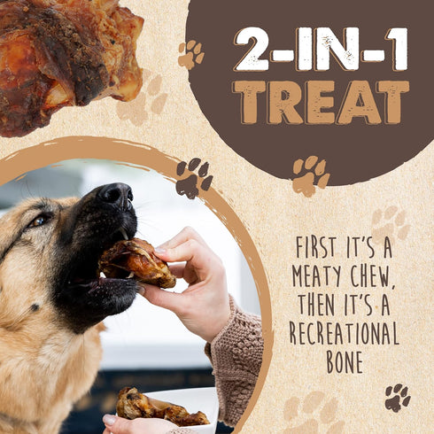 (8 Pack) 100% Mighty Paw Naturals Dog Bones - Cow Knee Caps & Knuckle Bones for Dogs | Natural Beef Knee Caps, Meaty
