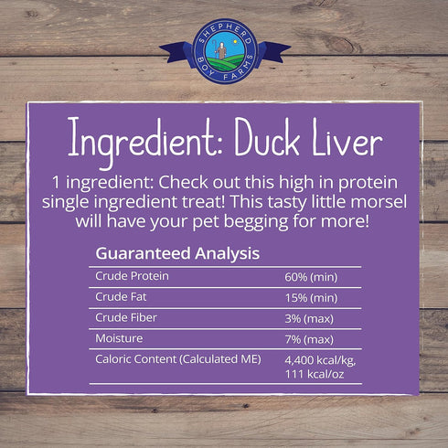 Freeze Dried Dog Treats - Duck Liver, All Natural, High in Protein, 3oz, Made in USA