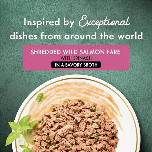 (Pack 24) 3 oz. Purina Fancy Feast Wet Cat Food, Medleys Shredded Wild Salmon Fare With Spinach in a Savory Cat Food