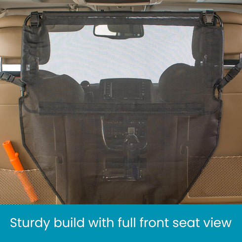 High Road Back Seat Barrier for Dogs - Car Divider for Dogs for Behind Front Seat - Padded Steel Frame with Heavy Duty