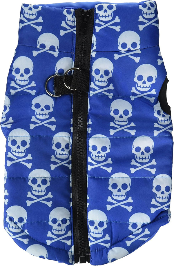 SMALLLEE_LUCKY_STORE BFL049-Blue-M New Soft Padded Vest Harness for Small Dogs - Blue Skull