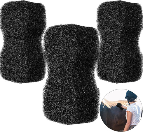 Eaasty 3 Pcs Horse Groomer Sponge Scrubber Massager Horse Grooming Brush Kit