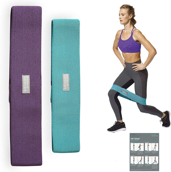 Gaiam Restore Booty Bands Resistance Loops, Set of 2 Elastic Glute Bands for Women & Men, Exercise Guide Included