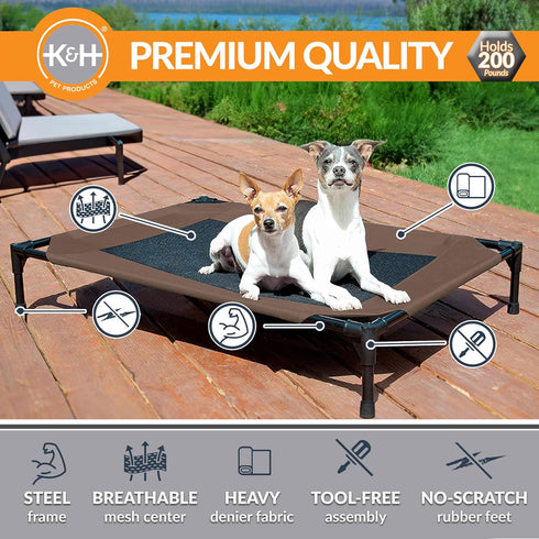 K&H Pet Products Dog Cots, Large, Elevated Outdoor Dog Cot Bed, Washable, Portable, Heavy Duty Metal Frame,