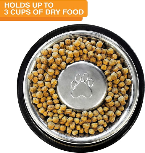 Neater Pet Brands Stainless Steel Slow Feed Bowl, Non-Tip and Non-Skid, Stops Dog Food Gulping, 3 Cup