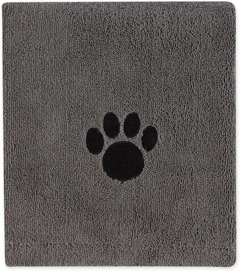 Bone Dry Pet Grooming Towel Collection, X-Large, 41x23.5", Absorbent Microfiber, Embroidered Gray