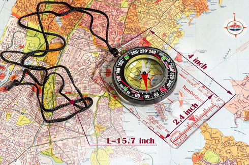 Backpacking TurnOnSport Orienteering Compass - Advanced Scout Compass for Hiking, Camping, and - Best Survival Gifts