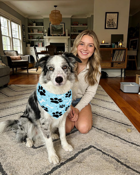100 Pack PET SHOW XL Dog Bandanas Bulk No Stitching for Extra Large Dogs Washable Paw Print Scarf Triangle Bibs