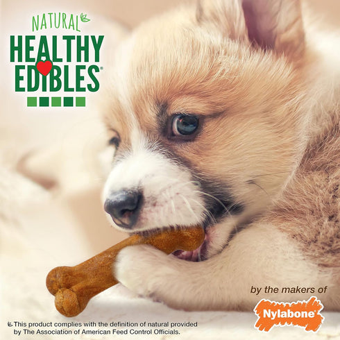 Nylabone Healthy Edibles Natural Puppy Chews, Long Lasting Turkey & Sweet Potato Flavor, X-Small/Petite, 16 Count