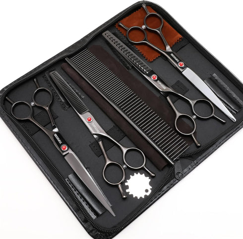 6 1 Set (Set, TOPGOOSE Dog Grooming Scissors Kit, Professional in Pet Scissors Sharp Shears - Straight, Thinning