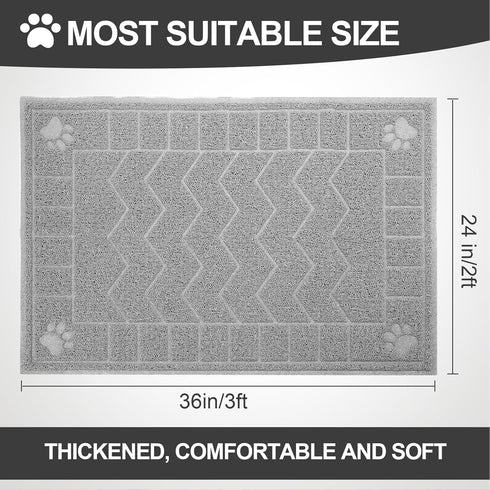 Motsamla 35" 24" Cat Litter Mat, Litter Trapping Mat Soft on Kitty Paws, x Kitten Litter Box Mat for Cleaner Floors