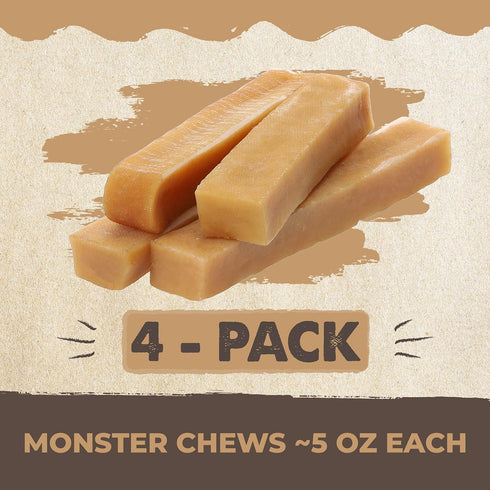 Mighty Paw Yak Cheese Chews for Dogs - All Natural Long Lasting Treats, Odorless, 4 Pack