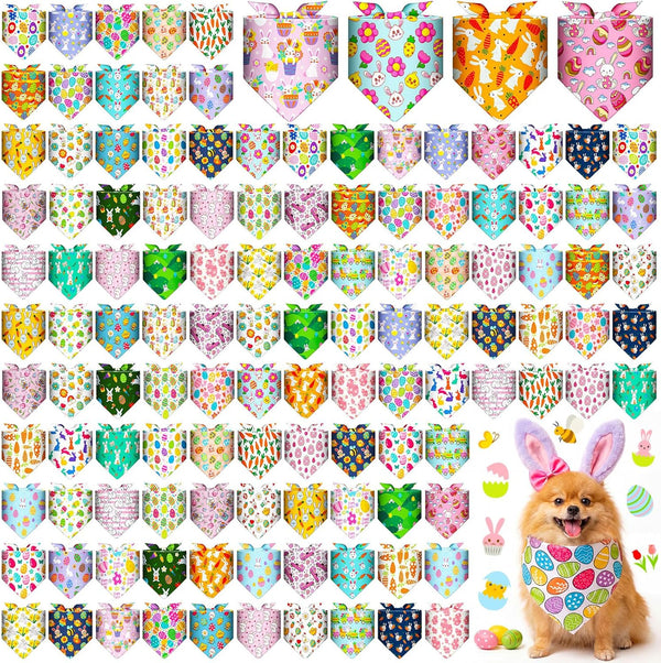 Sanwuta 120 Pcs Spring Easter Dog Bandanas Bulk Dog Adjustable Cute Washable