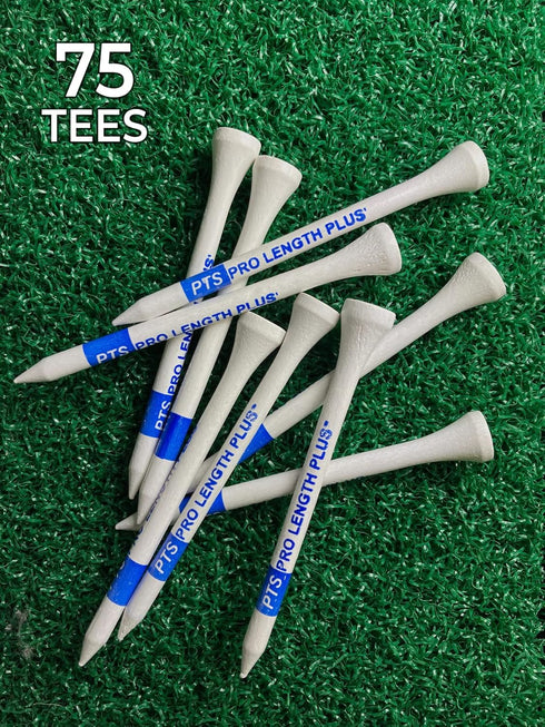 PrideSports PTS Wood Golf Tees, White, 3 1/4 Inch, 75 Count
