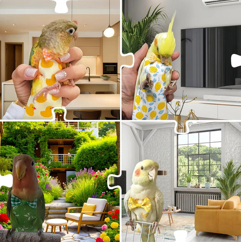 Magnoloran 5 Pcs Bird Diapers Bird Harness Flight Suits Diapers Reusable Parrot Nappy with Waterproof Inner Layer