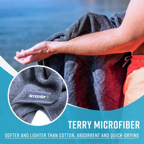 4Monster 4-Pack Set Swimming, Quick Dry Microfiber Travel Towels Super Absorbent, Ultra-Soft Camping Towel