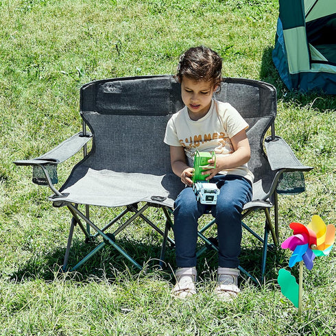 150 Lbs. Busy Bee Oversized Kids Camping Chair with Cup Holder, High Back Toddler Chair Kids Folding Chair, Perfect