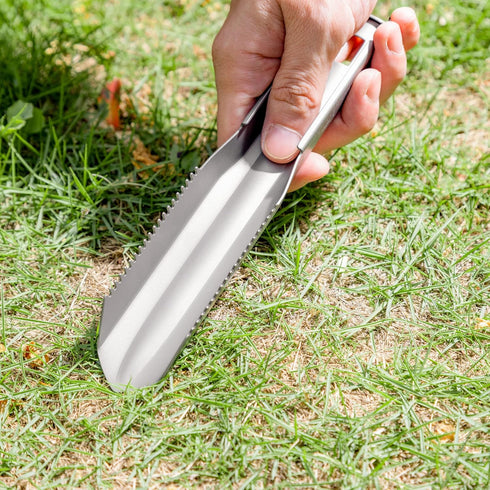 Navaris Ultralight Titanium Backpacking Shovel - Lightweight Camping Trowel Multitool with Ruler Lines - Includes Protective Sleeve by Navaris