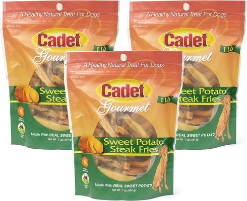 (3 Pack) Cadet Sweet Potato Dog Treat Steak Fries; 1 Lb.