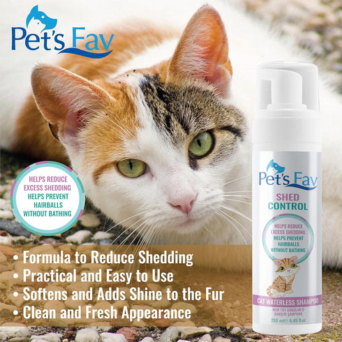 Cat Waterless Shed Control Shampoo, No Rinse Dry Shampoo for Shedding Kitties, Pet Grooming Supply