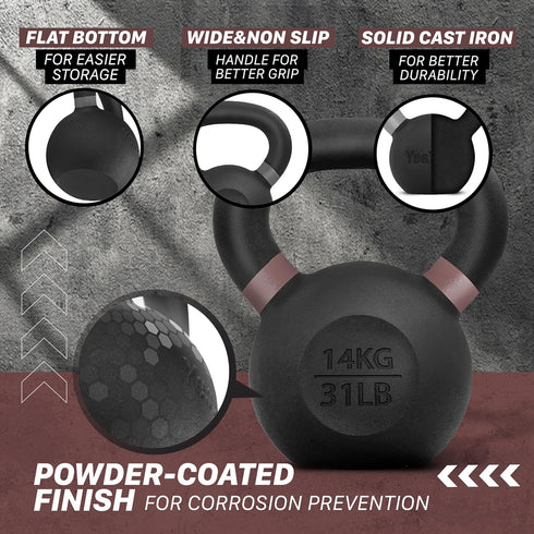 Yes4All Kettlebell Weights, Cast Iron Kettlebells for Strength Training and Full-body Exercises