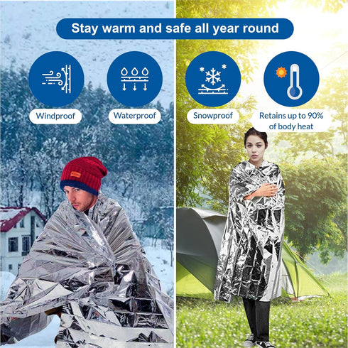 Primacare HB-10 Emergency Foil Mylar Thermal Blanket (Pack of 10), 52" x 84", Silver