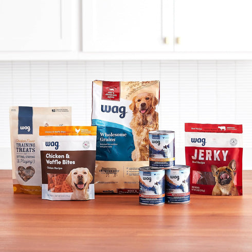 30 lb (Pack 1) Amazon Brand - Wag Wholesome Grains Dry Dog Food with Salmon and Brown Rice, Bag