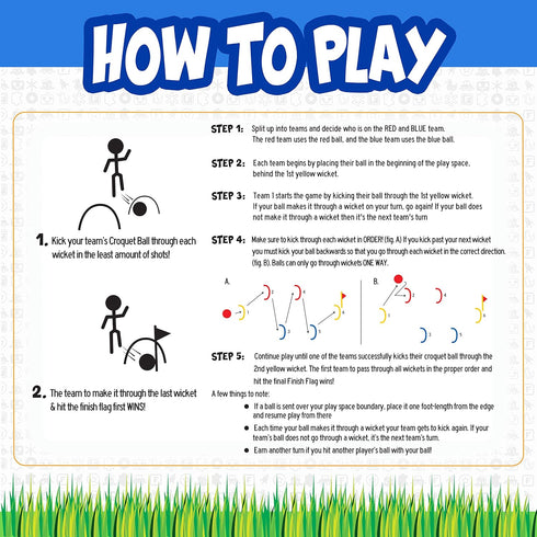 Franklin Sports Kick Croquet Game Set - Combines Soccer and Croquet - Perfect for Kids and Adults - Great for Outdoor