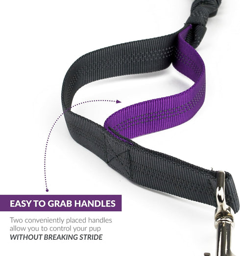 Tuff Mutt Hands-Free Waist Leash for Dog Walking, Running, Hiking - Adjustable Belt with Double Handle for Large Dogs