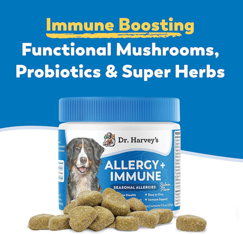 Dr. Harvey's Dog Allergy & Anti-Itch Relief Soft Chews, 90 Chews - Daily Immune & Digestive Health Support with
